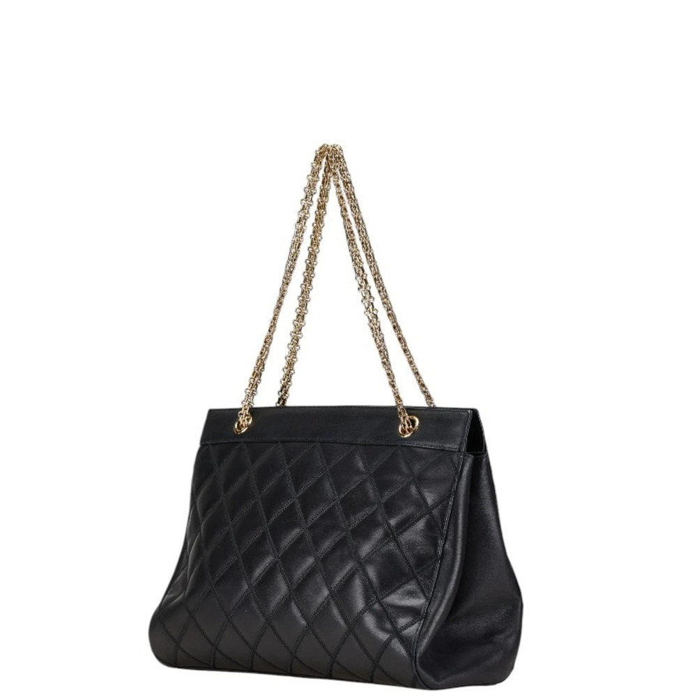 CHANEL Black Leather Logo Shoulder Bag - Picture 2 of 8